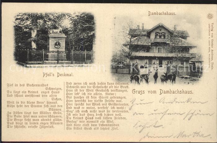 Thale Harz Dambachshaus Pfeils Denkmal Gedicht Tief in des Buchenwaldes