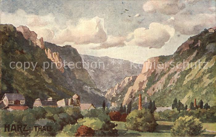 Thale Harz Ortsansicht Martins Kuenstlerkarte