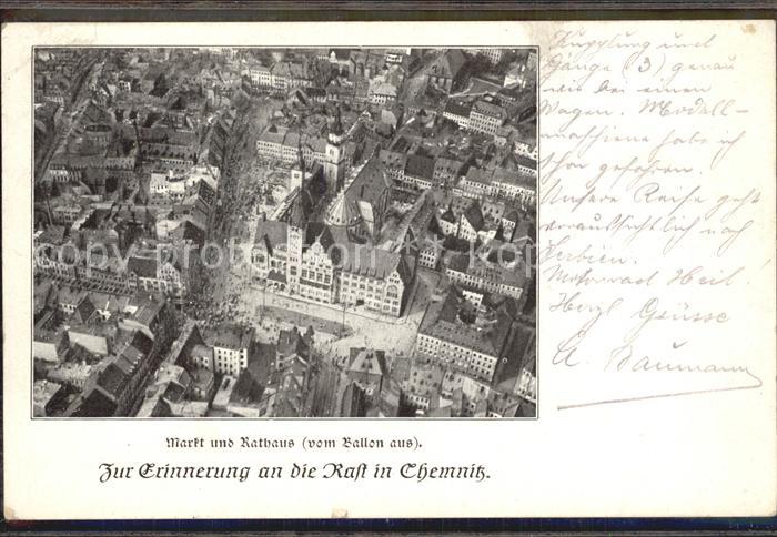 CHEMNITZ Sachsen Markt Rathas Luftbild vom Ballon Erinnerung an die Rast