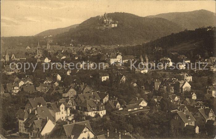 Wernigerode Harz Stadt mit Schloss Blick von der Sennhuette
