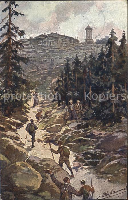 Brocken Harz Brockenhotel Aussichtsturm Kuenstlerkarte
