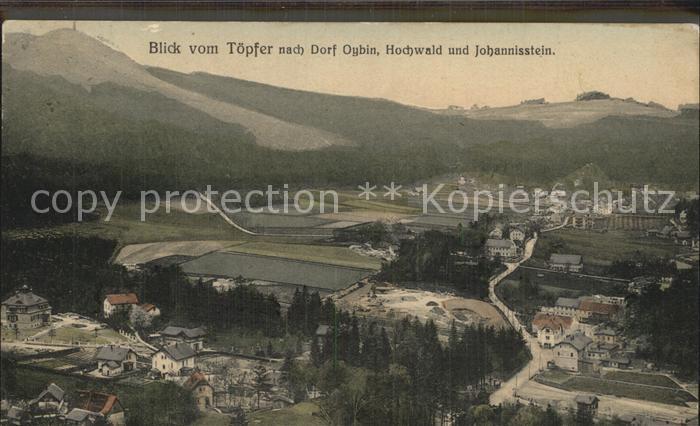 Oybin Sachsen Blick vom Toepfer zum Dorf Oybin Hochwald Johannisstein