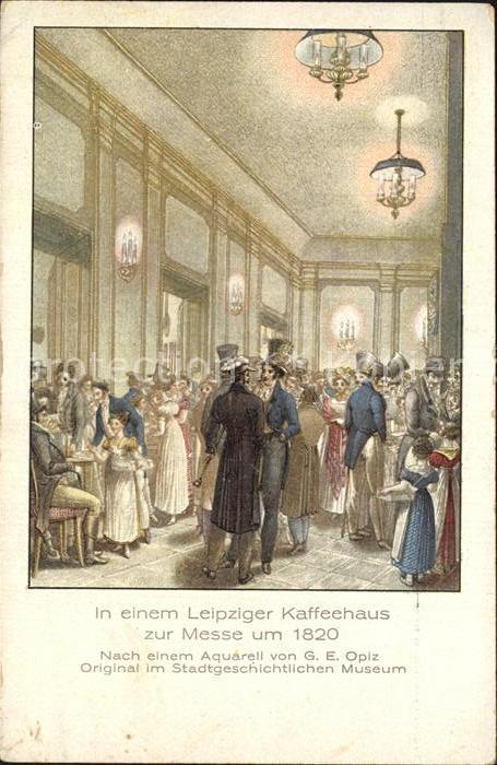 LEIPZIG Sachsen Kaffeehaus Messe 1820 Aquarellnachbildung