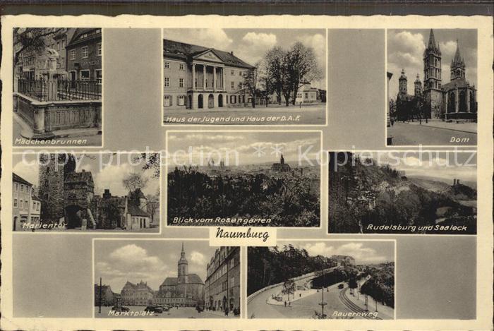 Naumburg Saale Maedchenbrunnen Marientor Blick vom Rosengarten Rudelsburg