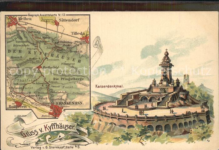 Kyffhaeuser Kaiser Wilhelm Denkmal Wanderkarte