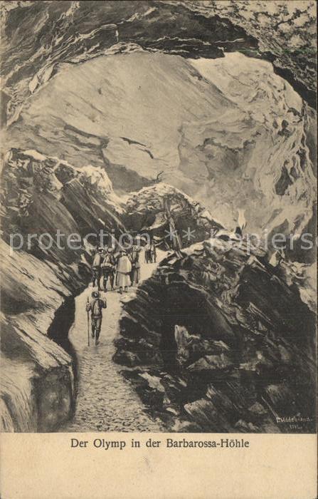 Kyffhaeuser Olymp in der Barbarossa Hoehle Maler P. Hildebrand