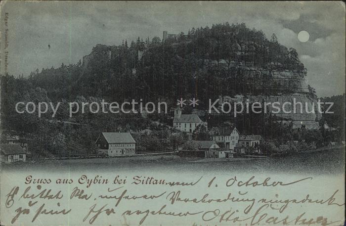 Oybin Sachsen Berg Ortsansicht Mondschein