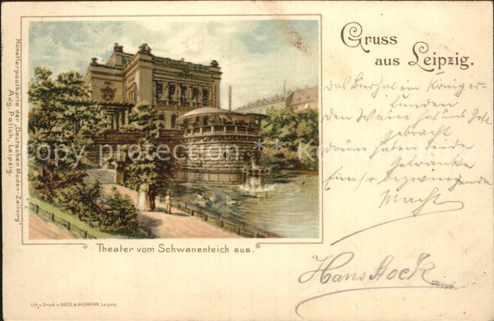 LEIPZIG Sachsen Theater Blick vom Schwanenteich