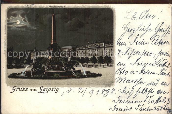 LEIPZIG Sachsen Mendebrunnen Mondschein