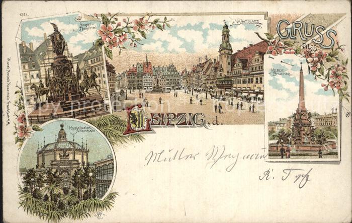LEIPZIG Sachsen Siegesdenkmal Marktplatz Mendebrunnen Kristallpalast Alberthalle