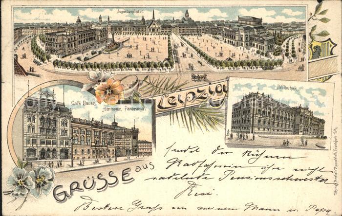 LEIPZIG Sachsen Augustusplatz Bibliothek Cafe Bauer Harmonie