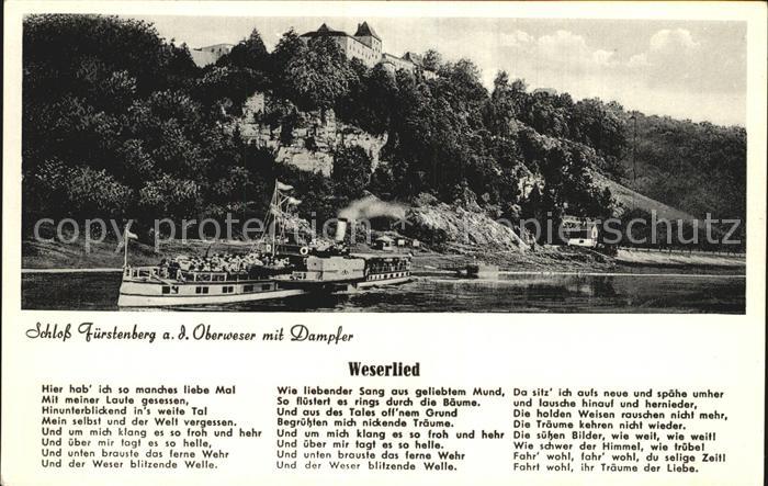 Liederkarte Schloss Fürstenberg Seitenraddampfer
