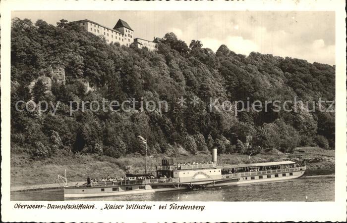 Dampfer Seitenrad Kaiser Wilhelm Schloss Fuerstenberg Oberweser