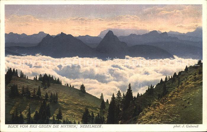 Foto Gaberell J. Nr. 5862 Blick vom Rigi Mythen Nebelmeer