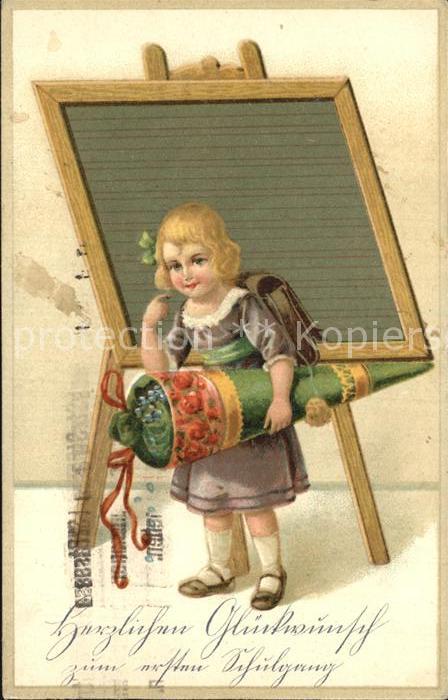 Schultafel Einschulung Kind Schultuete Litho