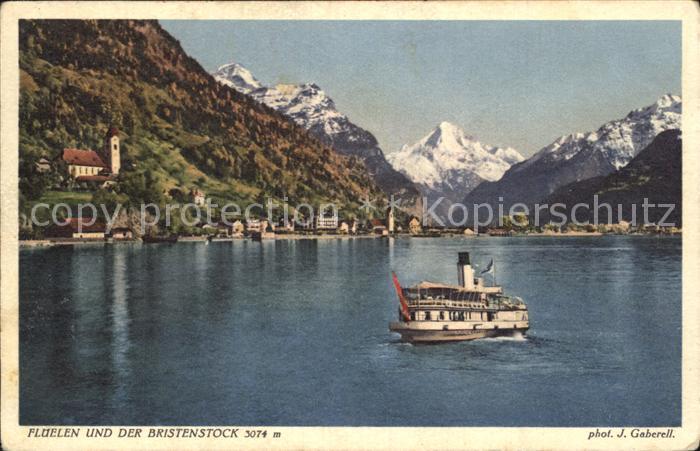 Foto Gaberell J. Nr. 6542 Flüelen Bristenstock Dampfer