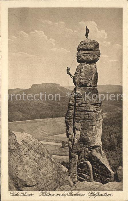 Klettern Bergsteigen Barbarine Pfaffenstein Saechsische Schweiz