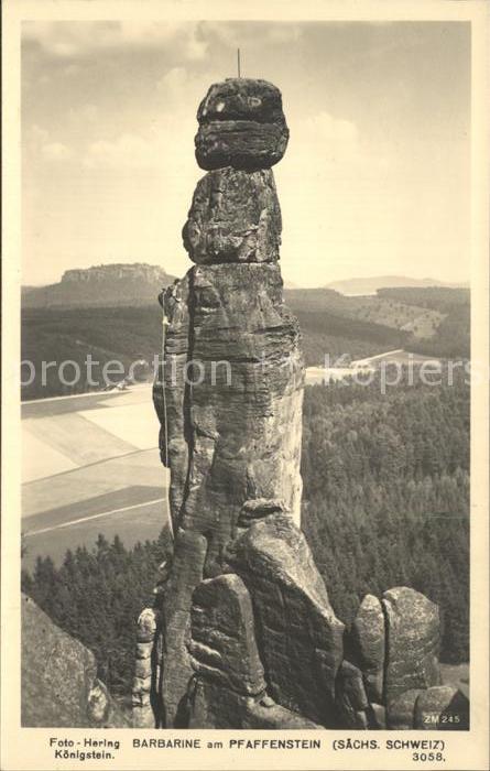 Klettern Bergsteigen Barbarine Pfaffenstein Saechsische Schweiz