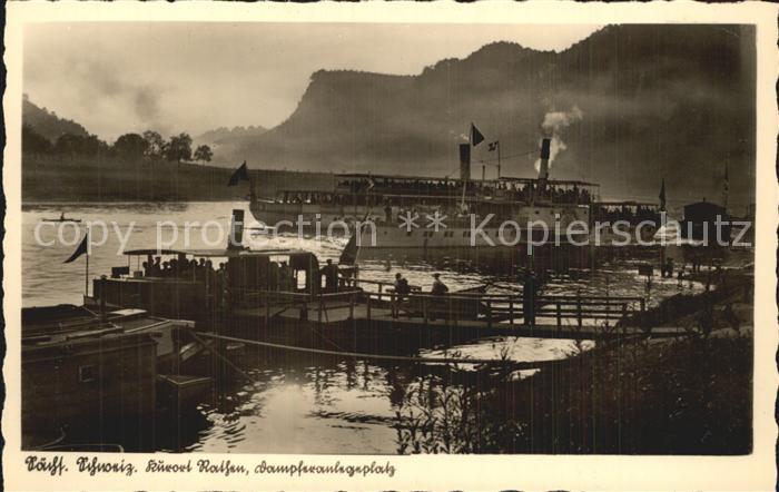 Dampfer Seitenrad Rathen Dampferanlegeplatz