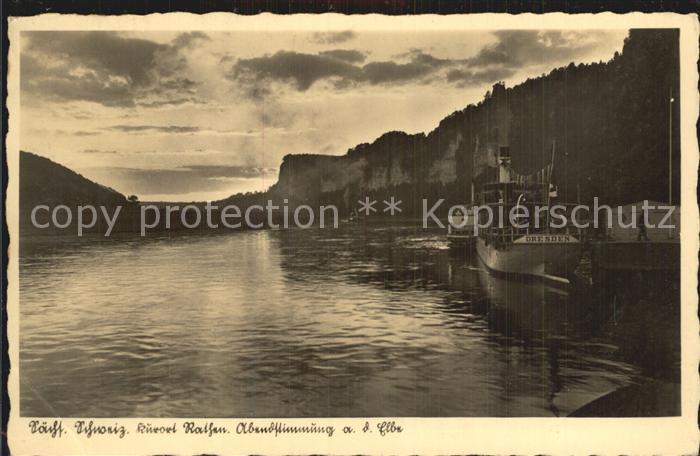 Dampfer Seitenrad Dresden Rathen Abendstimmung