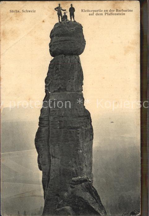 Klettern Bergsteigen Kletterpartie Barbarine Pfaffenstein