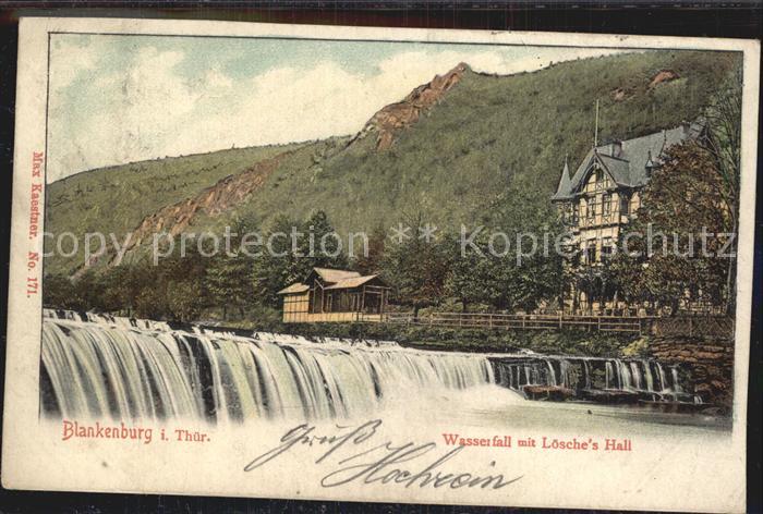 Bad Blankenburg Wasserfall mit Loesche's Hall