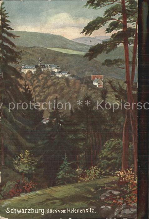 Schwarzburg Thueringer Wald Blick vom Helenensitz