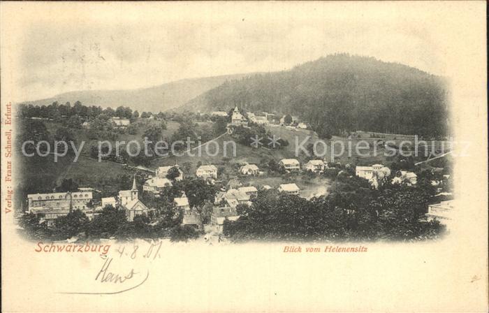 Schwarzburg Thueringer Wald Blick vom Helenensitz