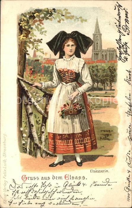 Strassburg Elsass Elsaesserin Lithografie