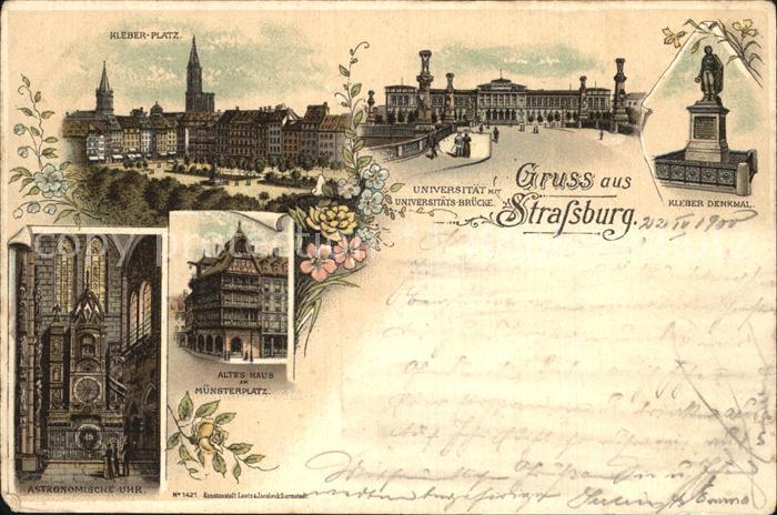 Strassburg Elsass Universitaet mit Bruecke Kleberdenkmal Kleber Platz Astronomis