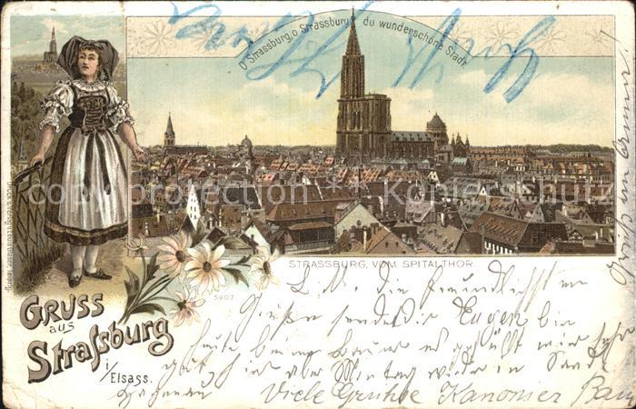 Strassburg Elsass Blick vom Spitaltor