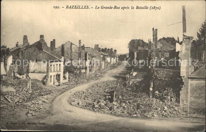 Bazeilles La Grande Rue apres la Bataille 1870