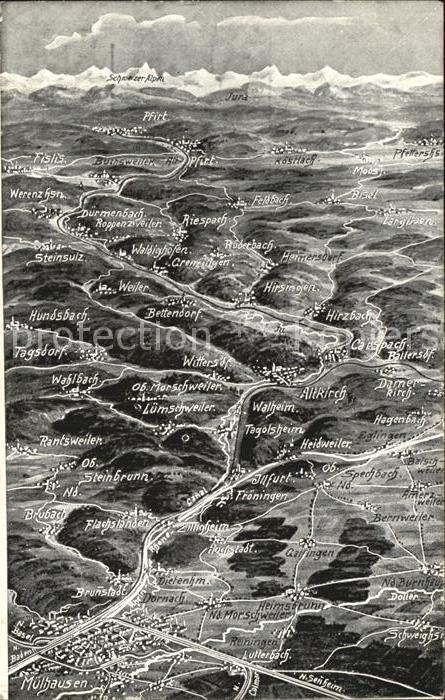 Vogesen Vosges Region Schlachtfeldkarte zwischen Mulhouse und Schweizer Grenze