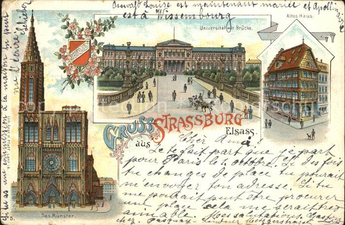 Strassburg Elsass Muenster Universitaet Bruecke Altes Haus