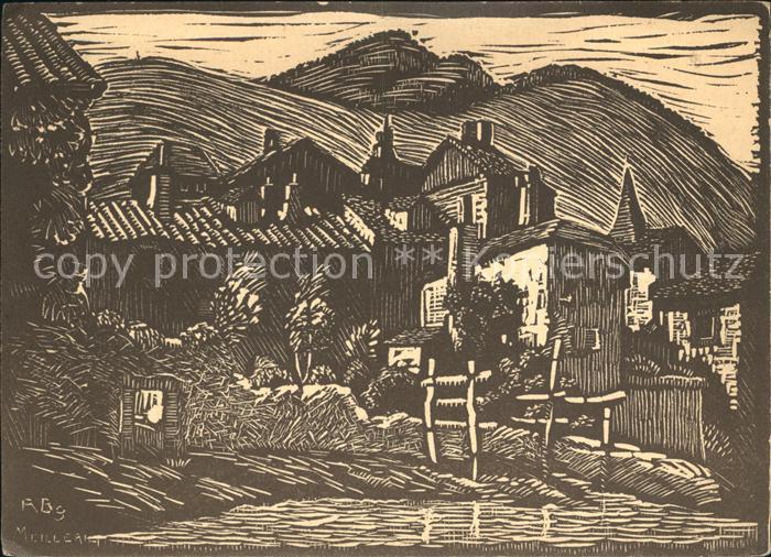 Meillerie Ortsansicht Linienzeichnung Ric Berger