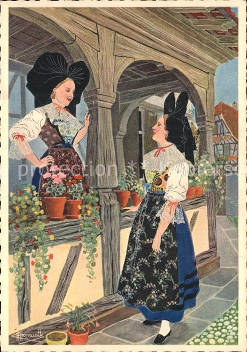 Hoerdt Frauen in Tracht Aquarell Charles Homualk