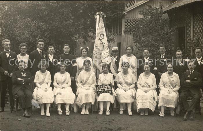 Strassburg Elsass Gruppenbild Banner Fahne