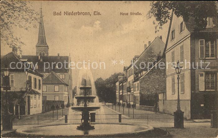 Bad Niederbronn Neue Strasse Brunnen Kirchturm