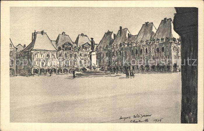 Charleville-Mezieres 08 Place Ducale Dessin de Jacques Weismann