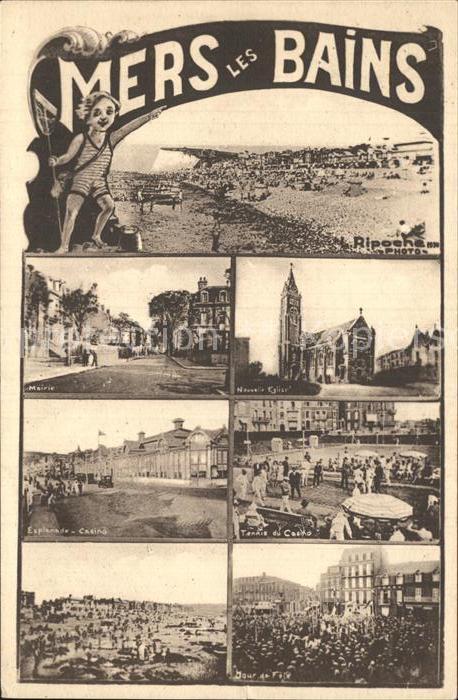 Mers-les-Bains Plage Mairie Eglise Esplanade Casino Tennis Jour de Fete