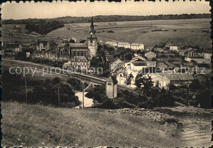Fentsch Oberdorf mit katholischer Kirche Eisenb