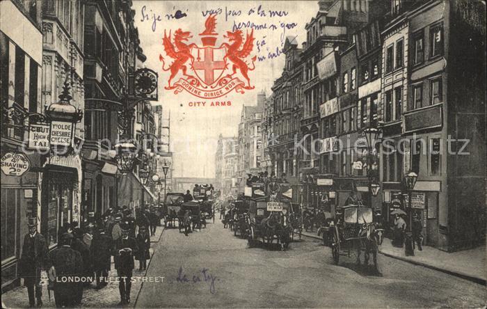 London Fleet Street Traffic Pferdedroschken Wappen