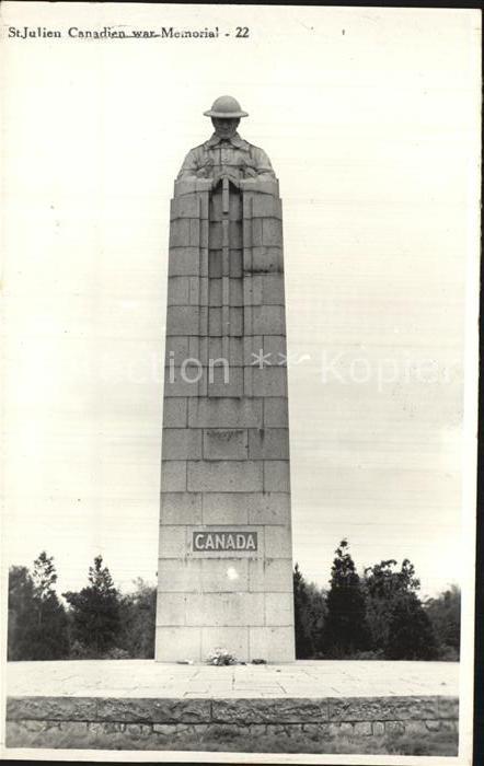 Saint Julien West Vlaanderen Canadian War Memorial Kriegerdenkmal