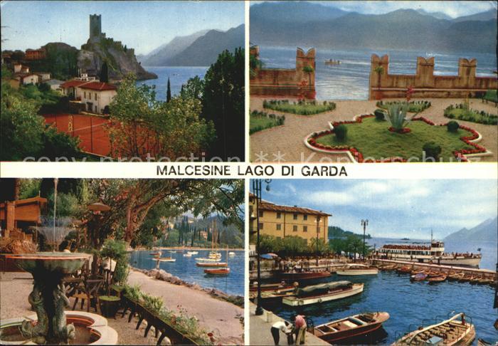 Malcesine Lago di Garda Schloss Tennis Park Promenade Bootshafen