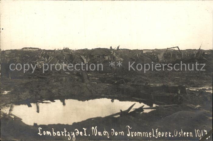 Lombartzyde Kriegszerstoerung nach dem Trommelfeuer 1917