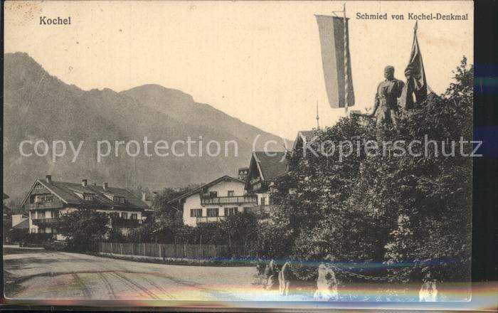 Kochel See mit Schmied von Kochel-Denkmal