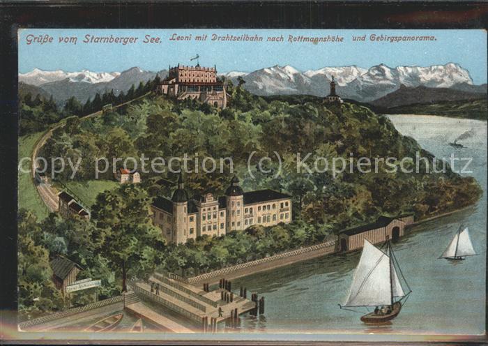 Starnbergersee mit Drahtseilbahn u.Schiffsanlegeplatz