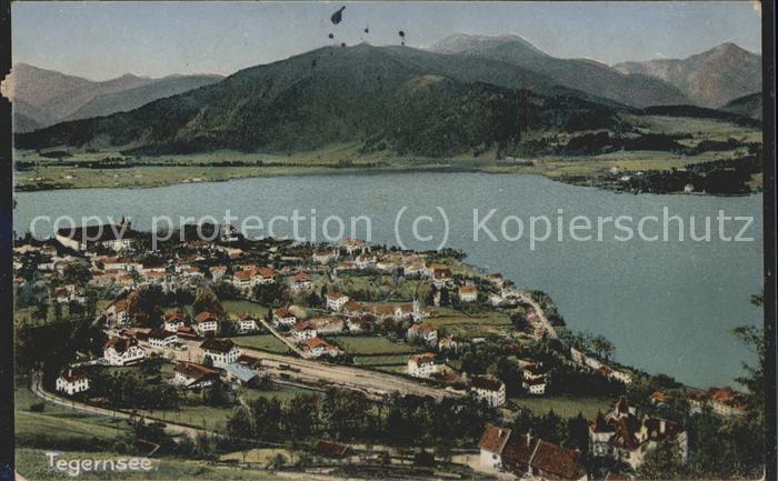 Tegernsee Bayern Gesamtansicht mit Alpenpanorama Bahnhof