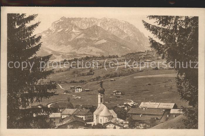 Reit Winkl Panoramablick Kirche Zahmer Kaiser