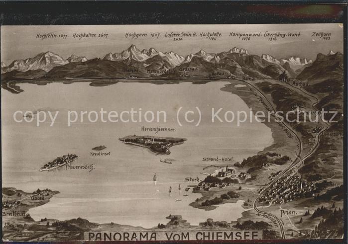 Chiemsee Bayern Panorama mit Alpen Nr. 58 Vogelperspektive